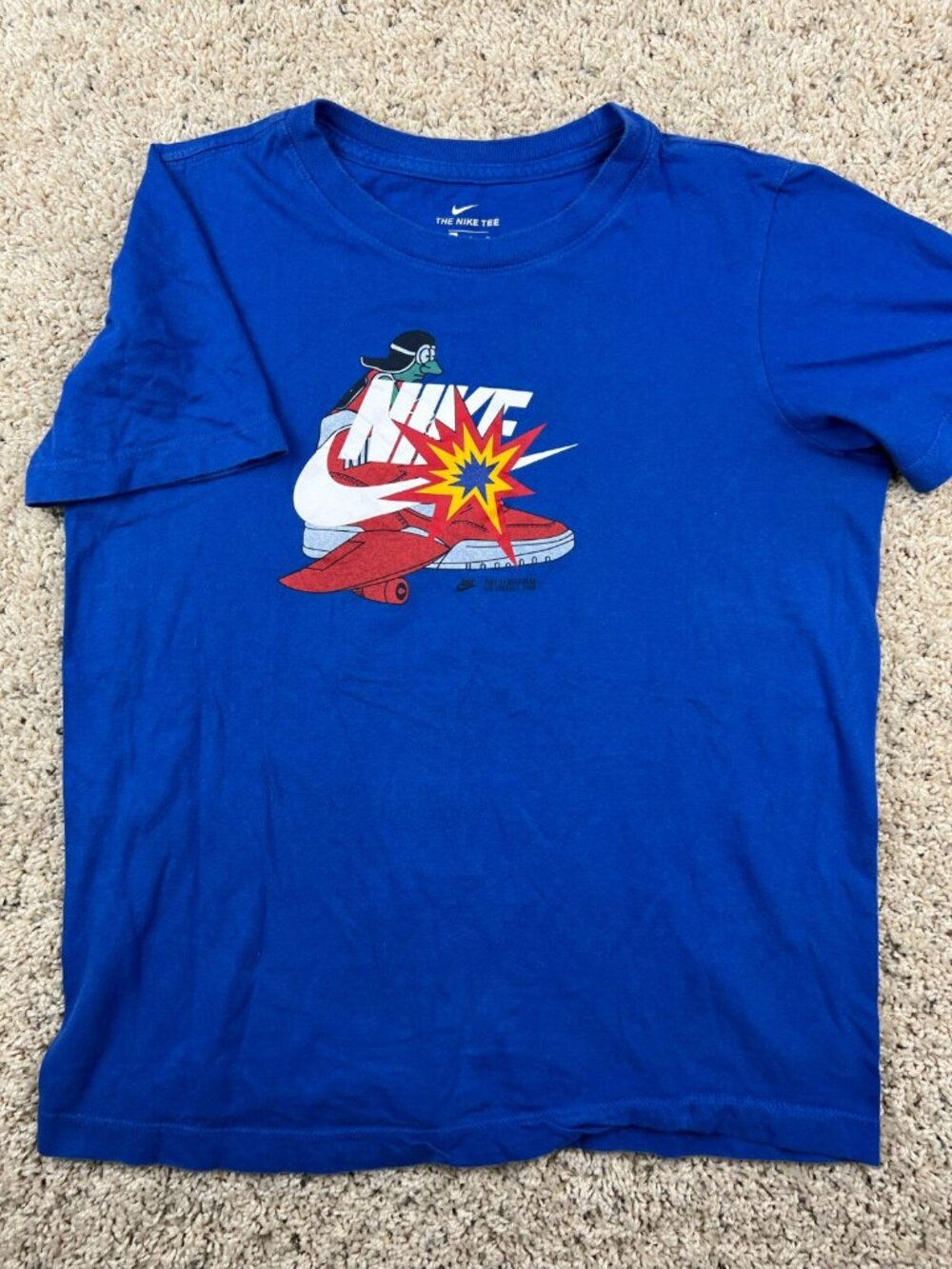 The Nike Tee Size Large Blue Short Sleeve Crewneck Shirt Nike Flight Cartoon